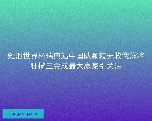 短池世界杯瑞典站中国队颗粒无收俄泳将狂揽三金成最大赢家引关注