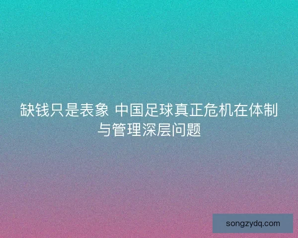 缺钱只是表象 中国足球真正危机在体制与管理深层问题